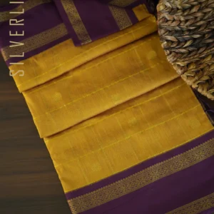 Mustard w/ Dark Purple Zari Checks and  Retta Pet Border