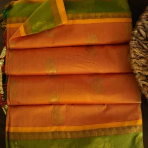 Orangish Mango w/ Green Retta Pet Peacock Motif Border