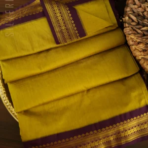 Lemon Green w/ Dark Purple  Plain Zari Border