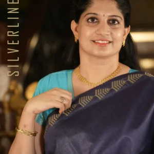 Navy Blue All Self Border Rich Thread Weaving