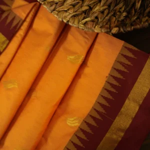 Orange w/ Kumkum Red Temple and Solid Border