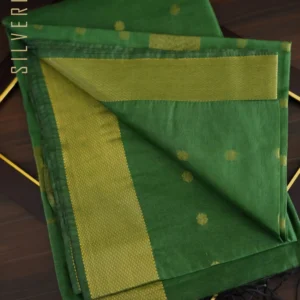 Green All Self Zari Butta Maheshwari Style