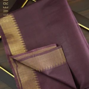 Wine All Self Gold Border Mangalagiri Style