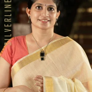 Creamish Ivory Muslin Style All Self and Gold Border