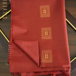 Dark Rustic Red All Self and Zari lattice Butta