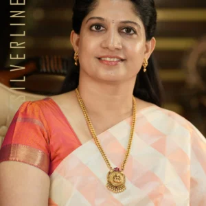 Off White Peach Modern Zari Weaving