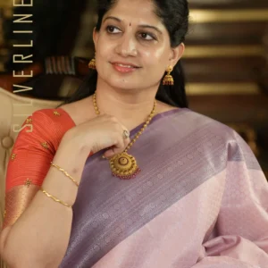 Baby Pink w/ Grape Lavender Kanchi Banaras Fusion Style