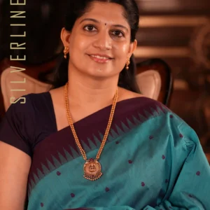 Rama Blue w/ Purple Temple Border Zari Pallu