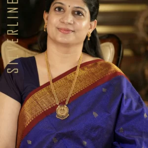 Indigo Blue w/ Maroon Vaira Oosi Ruthratcham Border