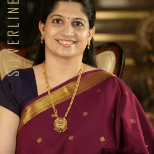 Maroon Zari Butta Temple Border and Grand Pallu