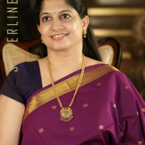 Burgundy Zari Butta Temple Border and Grand Pallu