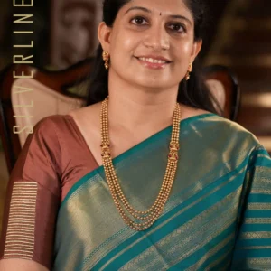 Peacock Green Grand Zari Stripes w/ Redish Pink Pallu