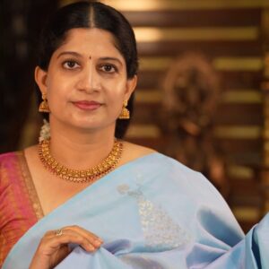 Sky Blue Pure Silk with Signature Butterfly Girl Motifs