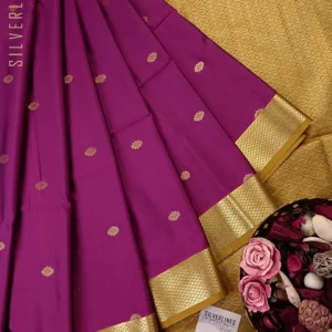 Magenta with Golden Mustard Soft Silk Shines Like a Replica of Pure Silk